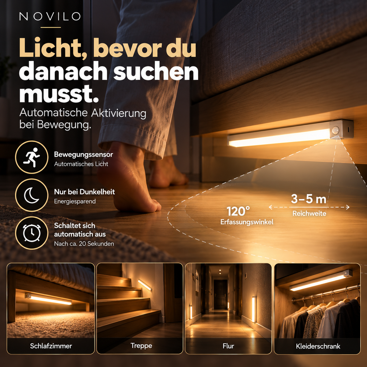 NOVILO LumiSense™
Kabelloses LED-Sensorlicht