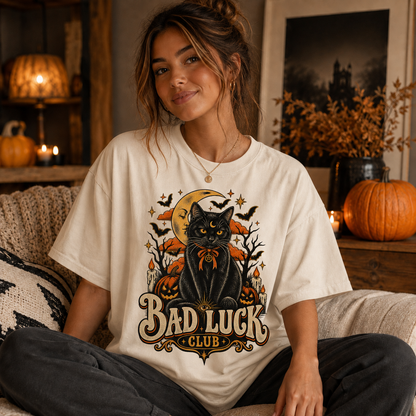 Bad Luck Club Black Cat Halloween Tee