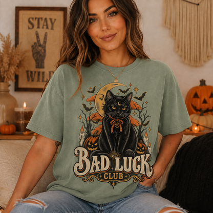 Bad Luck Club Black Cat Halloween Tee